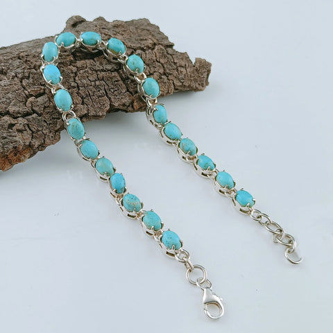 Turquoise Tennis Bracelet - Oval