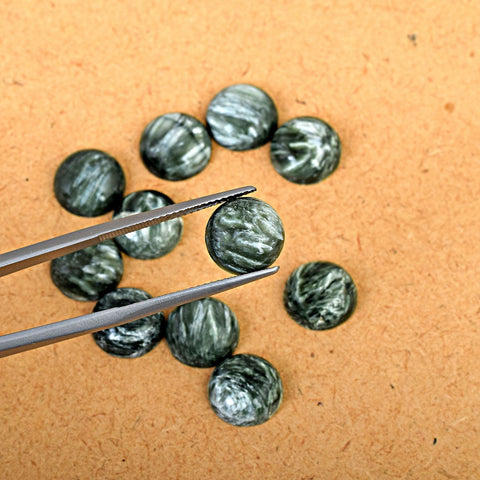 Round Seraphinite Cabochon Gemstone Lot