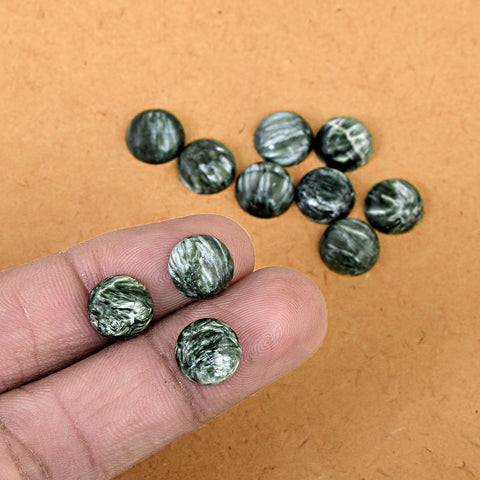 Round Seraphinite Cabochon Gemstone Lot