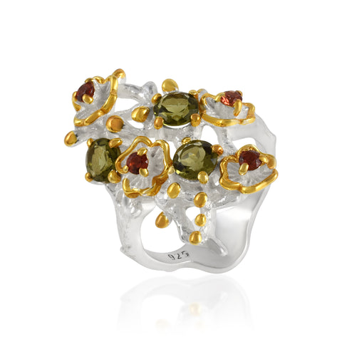 Moldavite Gemstone Ring