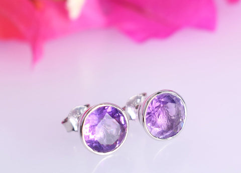 Basic Amethyst Round Studs