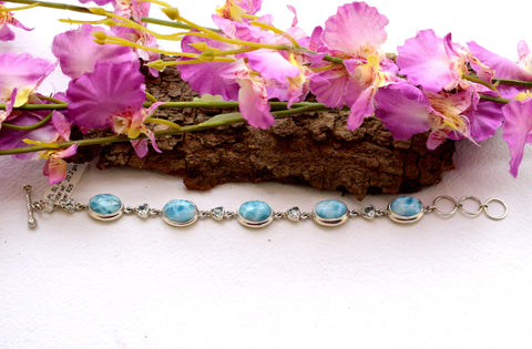 Larimar and Blue Topaz Bracelet - Oval