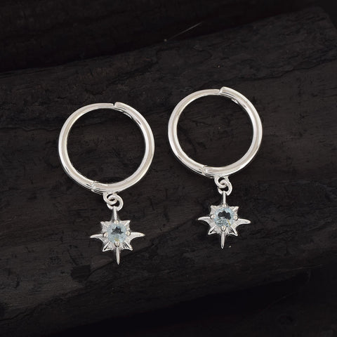 Blue Topaz Starburst Huggies