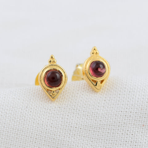 Pear Shape Garnet Studs