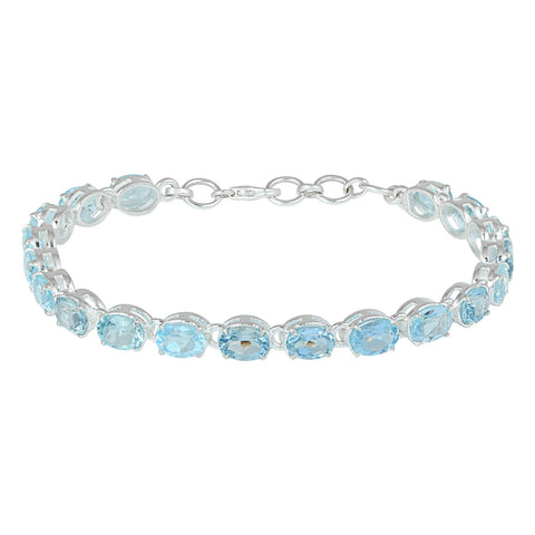 Blue Topaz Tennis Bracelet - Oval