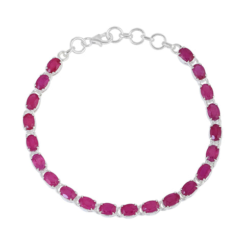 Ruby Tennis Bracelet - Oval
