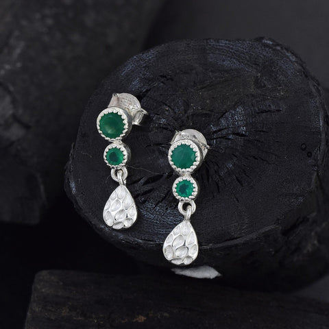 Green Onyx Stud Danglers