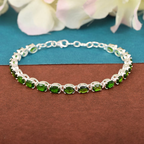 Chrome Diopside Tennis Bracelet - Oval