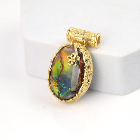 Ammolite Pendant-Oval Vintage