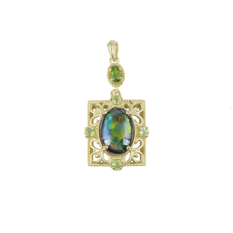 Ammolite Pendant-Oval Vintage