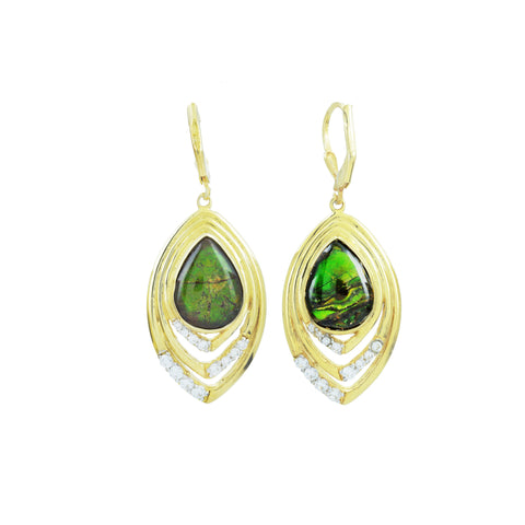 Ammolite Earrings-pear vintage