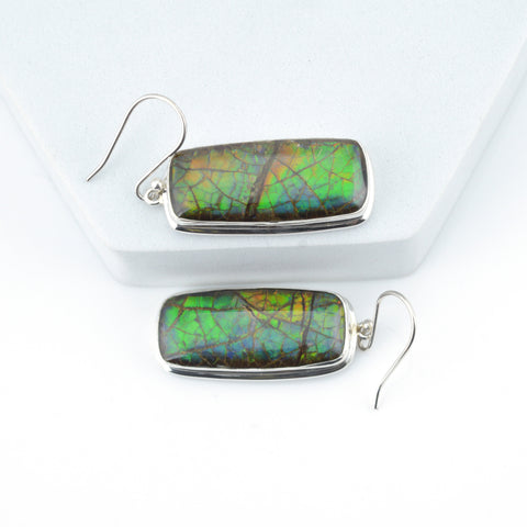 Ammolite Earrings-rectangle basic