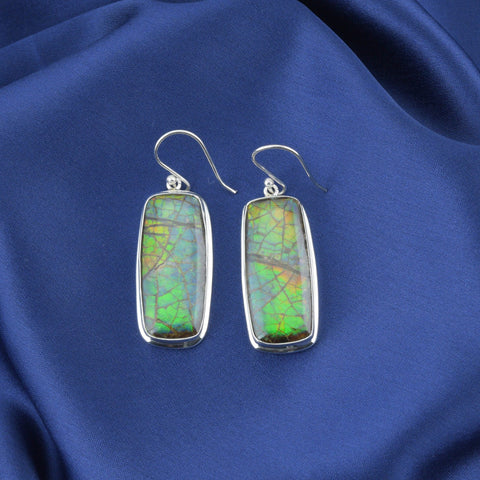 Ammolite Earrings-rectangle basic