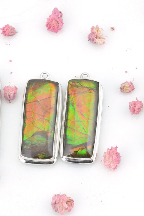 Ammolite Earrings-rectangle basic