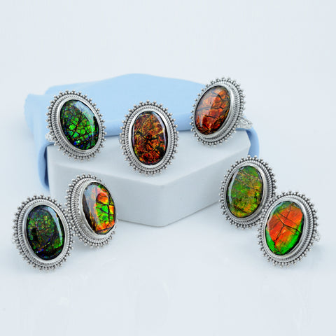 Ammolite Ring-Oval Vintage