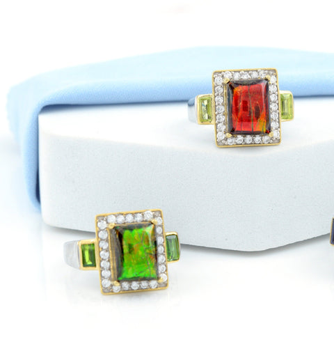 Ammolite Ring-Square Vintage