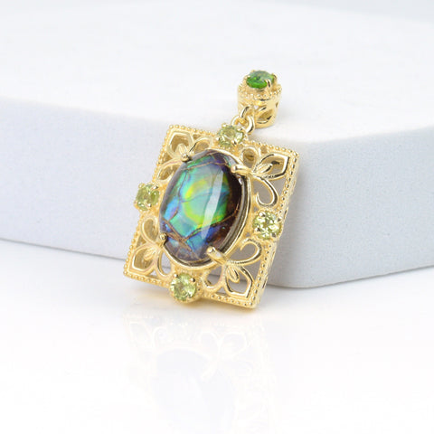 Ammolite Pendant-Oval Vintage