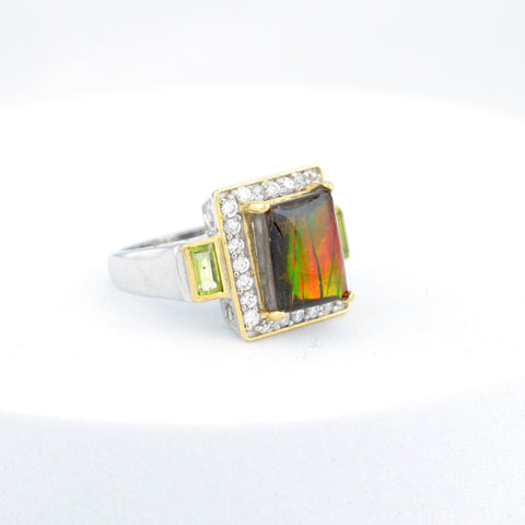 Ammolite Ring-Square Vintage