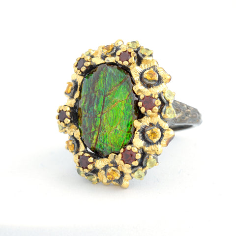 Ammolite Ring-Oval Vintage