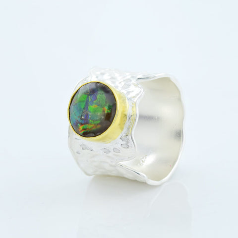 Ammolite Ring-Men's Ring Round