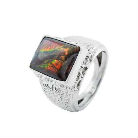 Ammolite Ring-Men's Ring Square