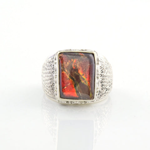 Ammolite Ring-Men's Ring Square