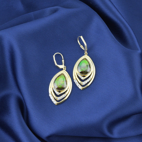 Ammolite Earrings-pear vintage