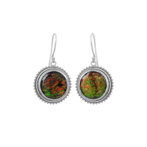 Ammolite Earrings-round vintage