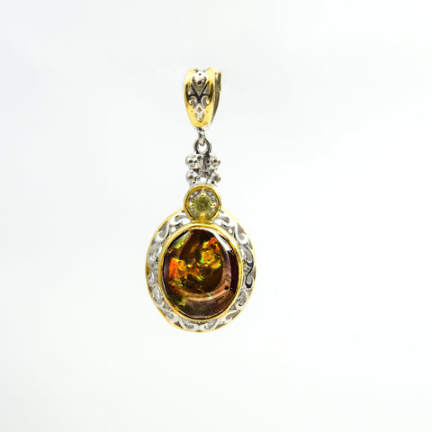 Ammolite Small Pendant-Round Vintage