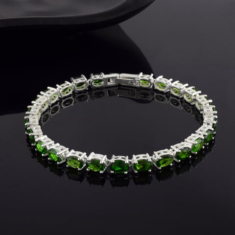 Chrome Diopside Tennis Bracelet - Oval