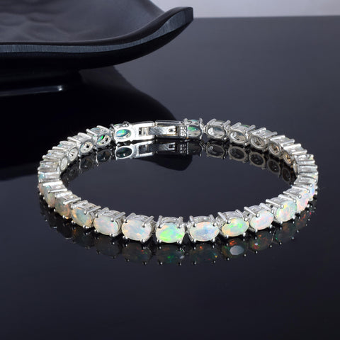 Ethiopian Opal Tennis Bracelet - Oval