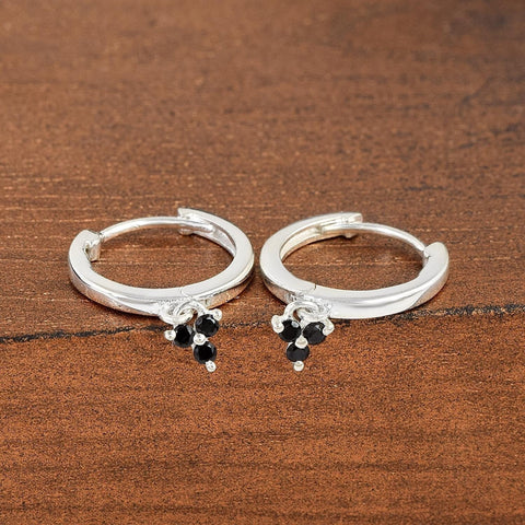 Black Onyx Teardrop Huggies