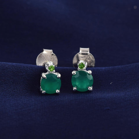 Green Onyx with Peridot Top Studs